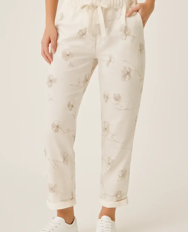 Italian Harmony Viscose Stretch Flower Print Pants
