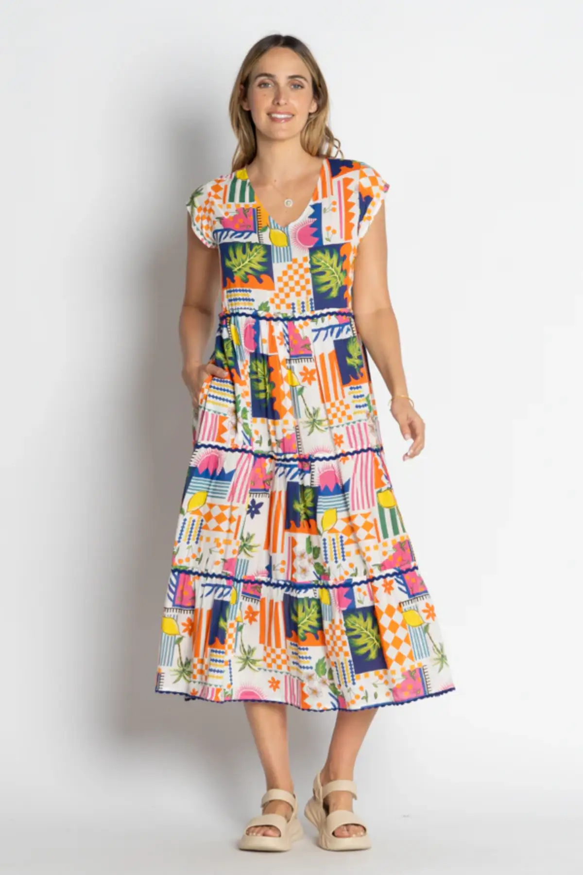 LulaLife Lyra Tiered Midi Print