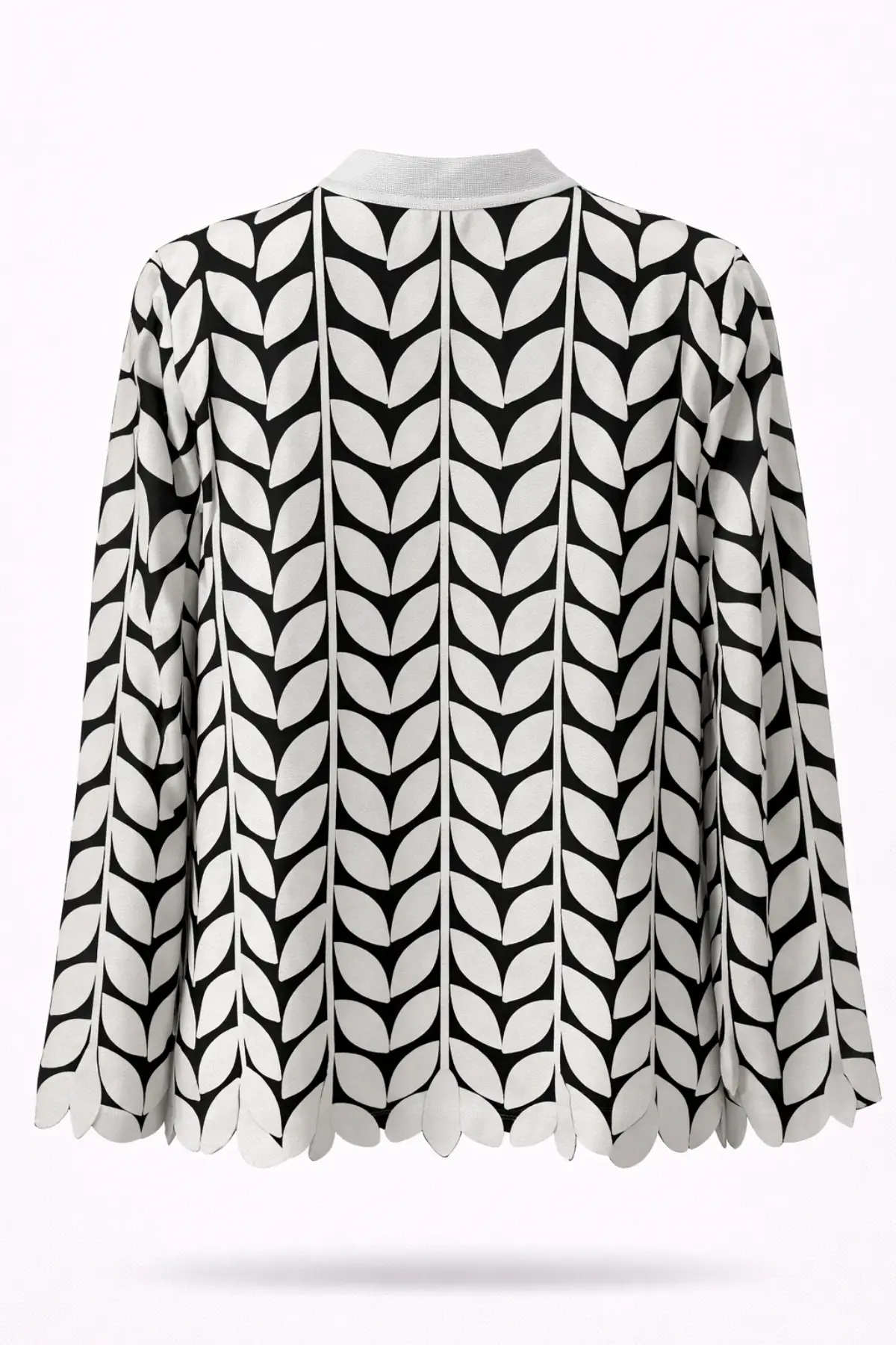 Genuine Leather White Leaf Patterned Jacket - Image 2