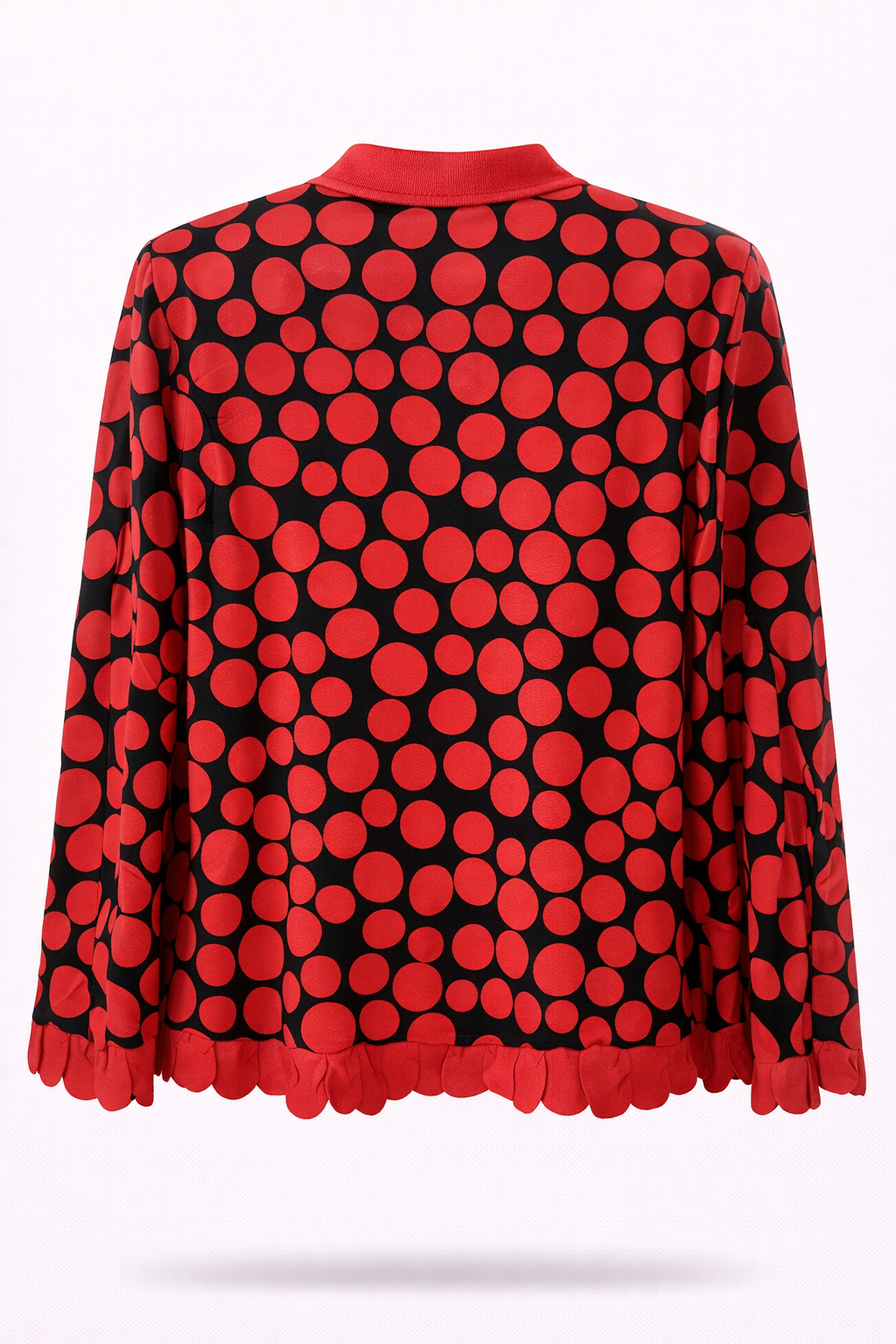 Genuine Leather Red Polkadot Patterned Jacket - Image 2