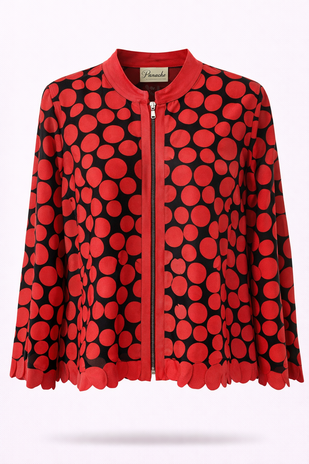 Genuine Leather Red Polkadot Patterned Jacket