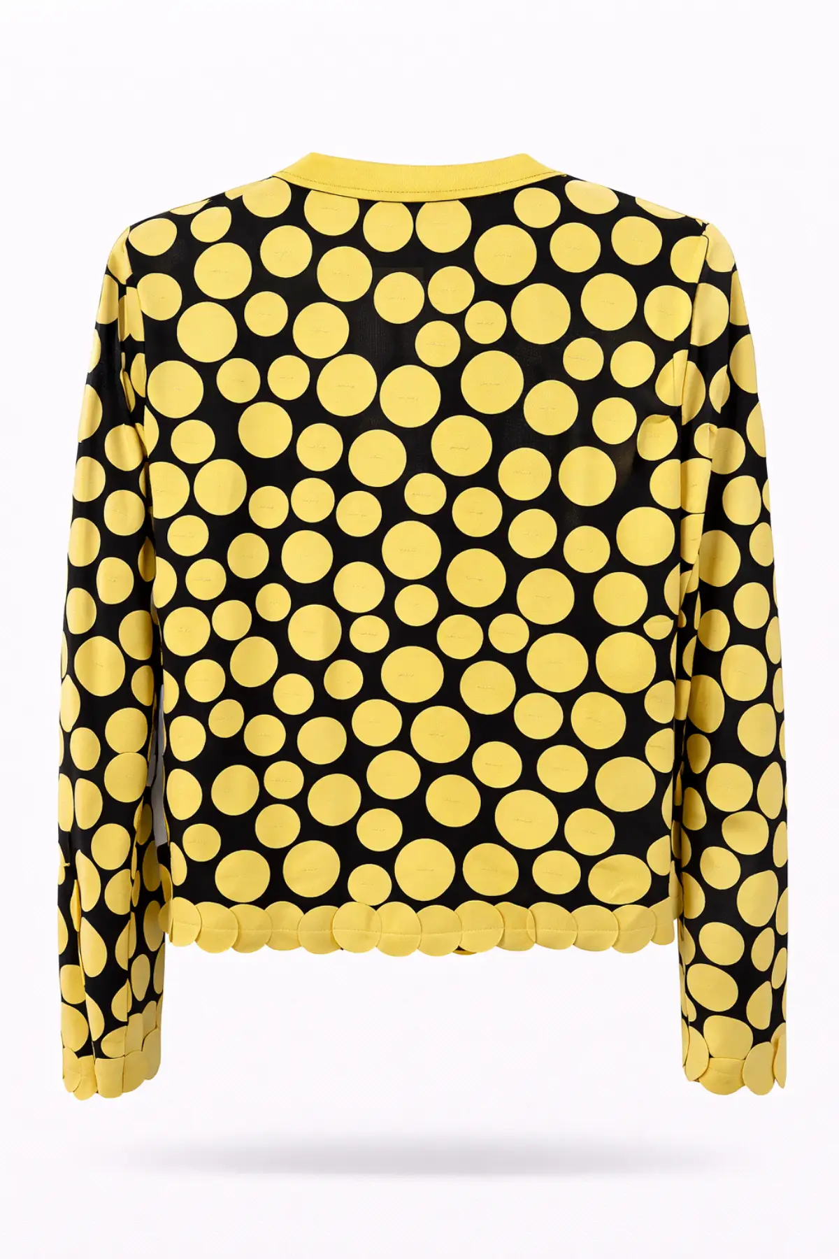 Genuine Leather Yellow Polkadot Patterned Jacket - Image 2