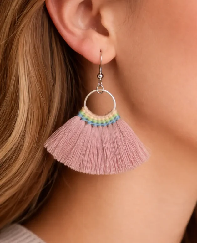 Pink Tassel Earrings