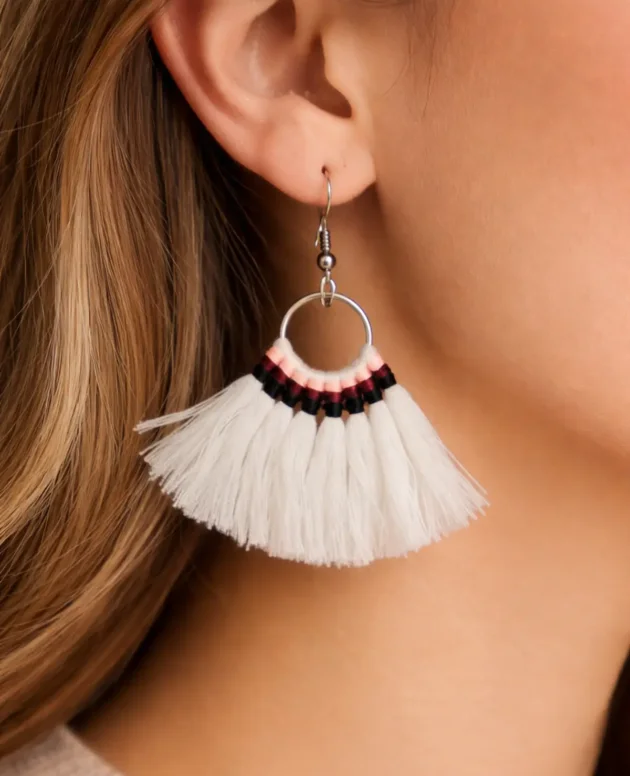 White Tassel Earrings