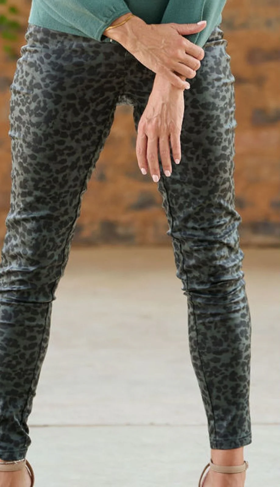 Bon Bon Leopard Leather Olive Pants - Image 4