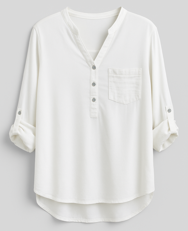 Sequin Pocket Viscose Blouse – White