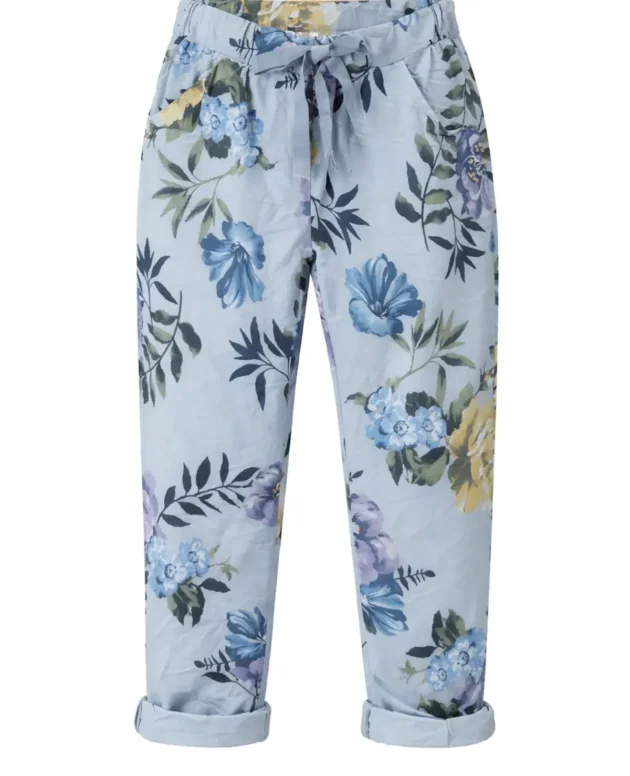Italian Rose Blossom Leaf Stretch Pants