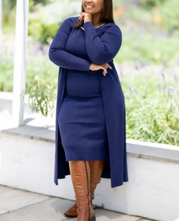 Mastik French Navy Dress and Throw Over