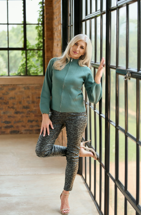 Bon Bon Leopard Leather Olive Pants - Image 3