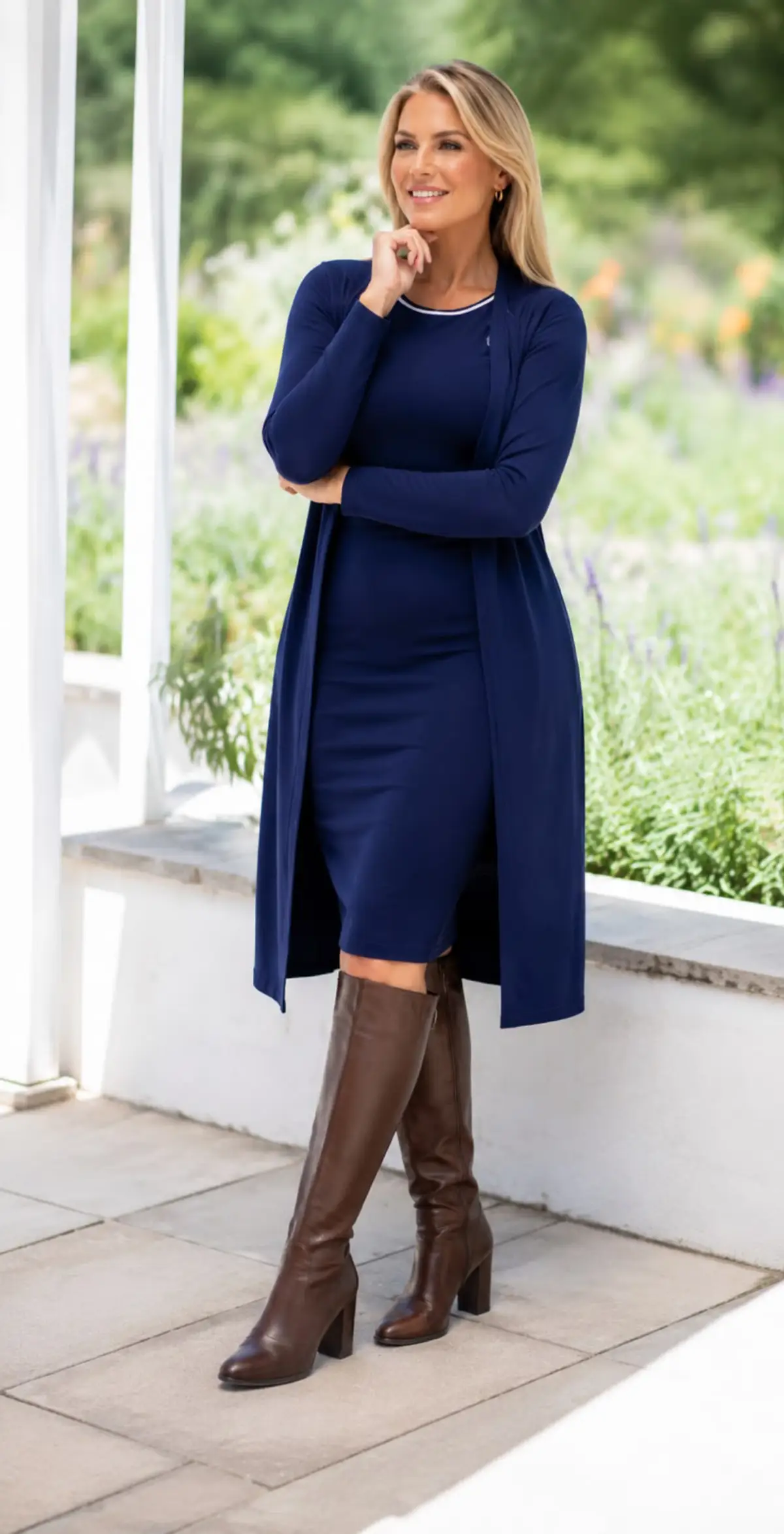 Mastik French Navy Dress and Throw Over