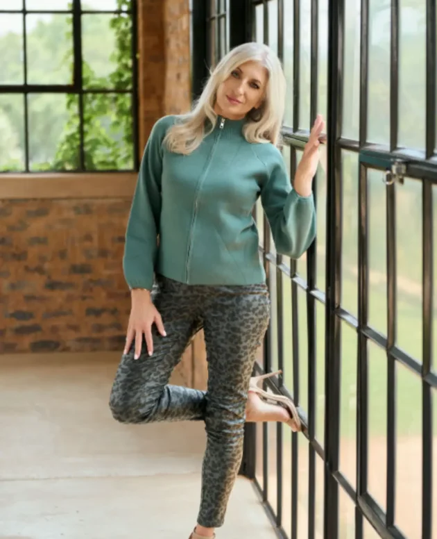 Bon Bon Zip Cardigan – Olive Green