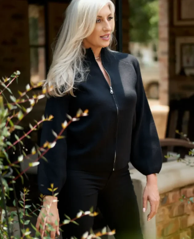 Bon Bon Zip Cardigan - Black