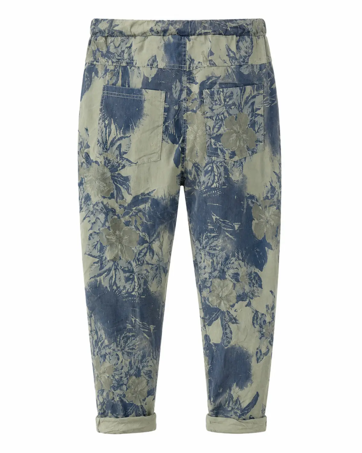 Navy Print Flower Print Pants – Green - Image 2
