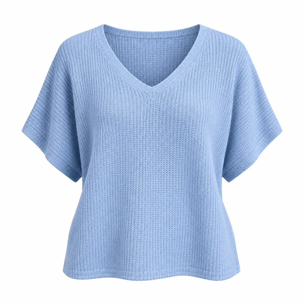 Light Blue - Renata Light Knit Short Sleeve Top