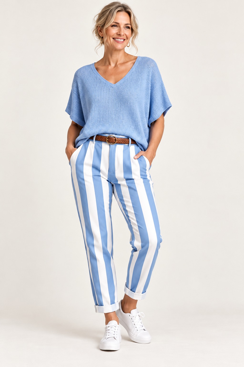 Light Blue - Renata Light Knit Short Sleeve Top - Image 3
