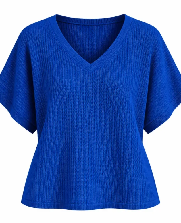 Royal Blue – Renata Light Knit Short Sleeve Top