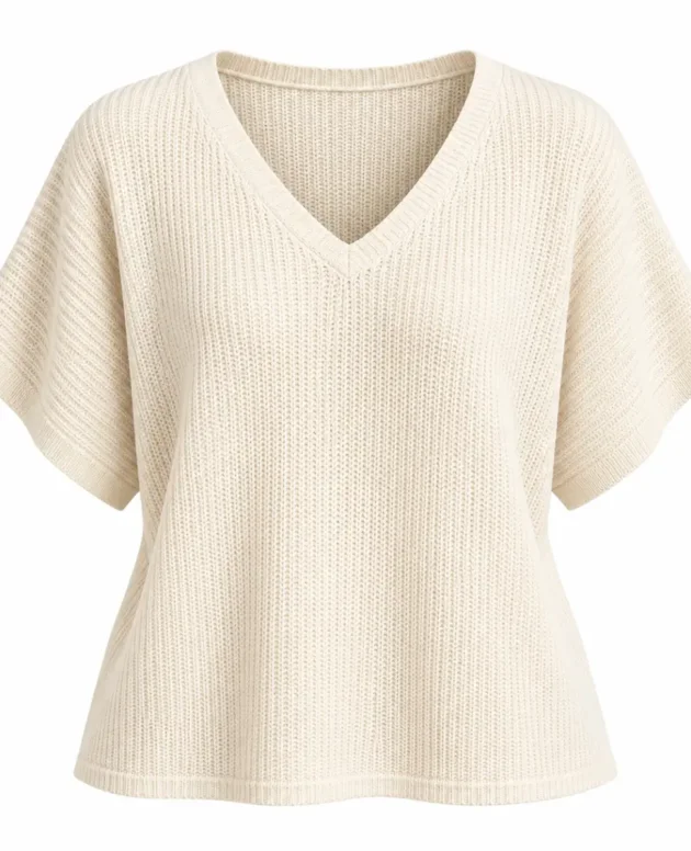 Cream – Renata Light Knit Short Sleeve Top