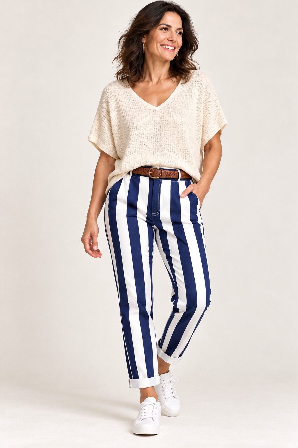 Cream – Renata Light Knit Short Sleeve Top - Image 3