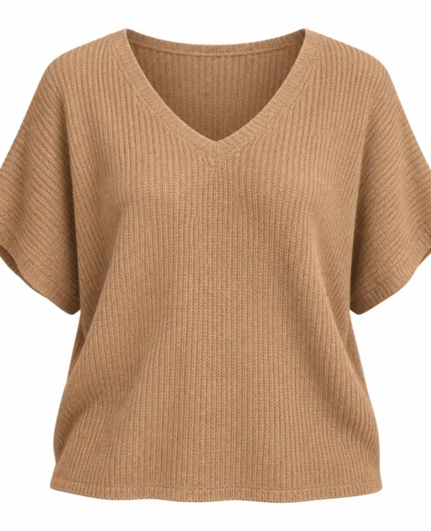 Beige - Renata Light Knit Short Sleeve Top